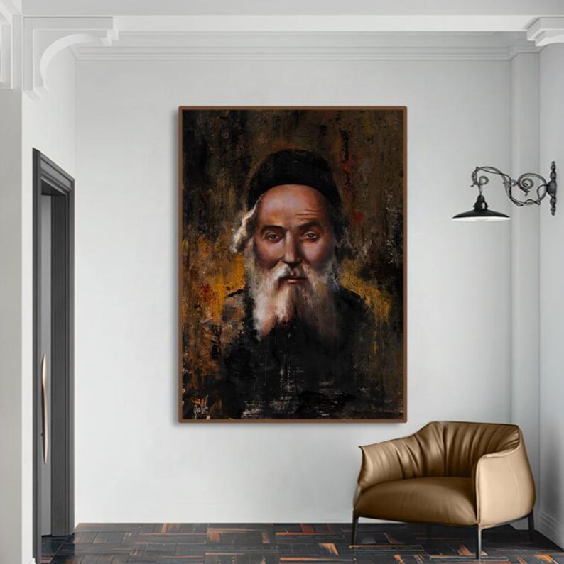Canvasprint van Chafetz Chaim, portret van een rabbijn als wanddecoratie, Joods Judaica-cadeau, decoratie voor een Thora-geleerde afbeelding 6