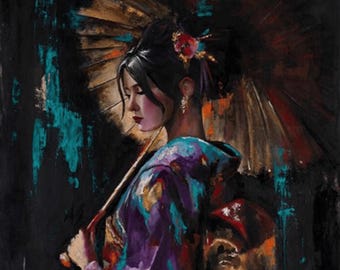 Kyoto Geisha Smile Japanese Traditional Dressed Girl Portrait