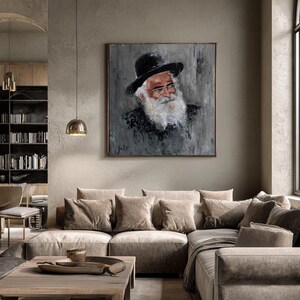 Rabbi Yoram Abergel Canvas Print, Jewish Rabbi Portrait, Judaica Wall Art, Spiritual Jewish Gift image 2