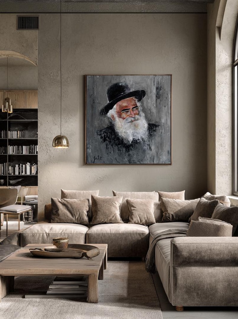 Rabbi Yoram Abergel Canvas Print, Jewish Rabbi Portrait, Judaica Wall Art, Spiritual Jewish Gift image 2