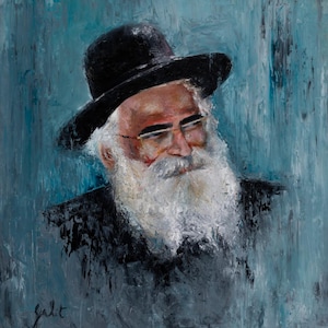 One-of-a-Kind Oil Painting of Rabbi Yoram Abergel - Authentic Jewish Art for Collectors and Enthusiasts by Galit Cohen