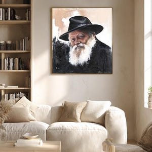 The Lubavitcher Rebbe Canvas Print, Chabad Judaica Wall Art, Jewish Spiritual Home Decor image 3