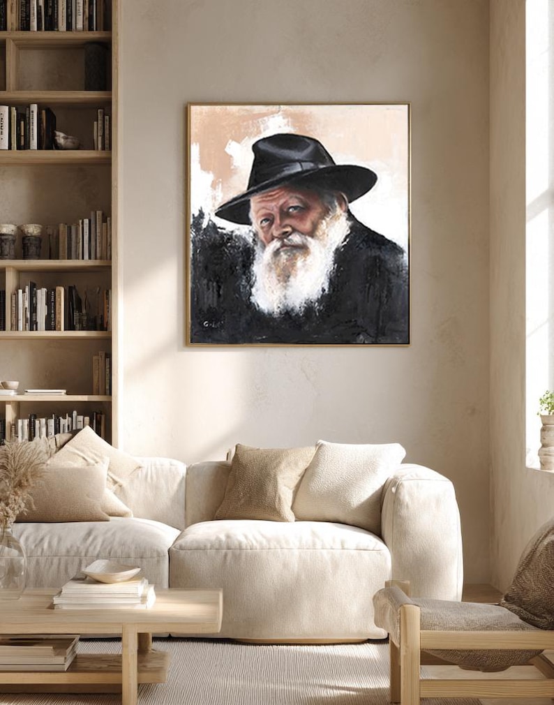 The Lubavitcher Rebbe Canvas Print, Chabad Judaica Wall Art, Jewish Spiritual Home Decor image 3