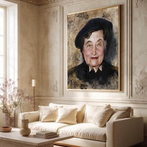 Rebbetzin Chana Original Oil Painting, Chabad Judaica Portrait, Jewish Woman Wall Decor image 2