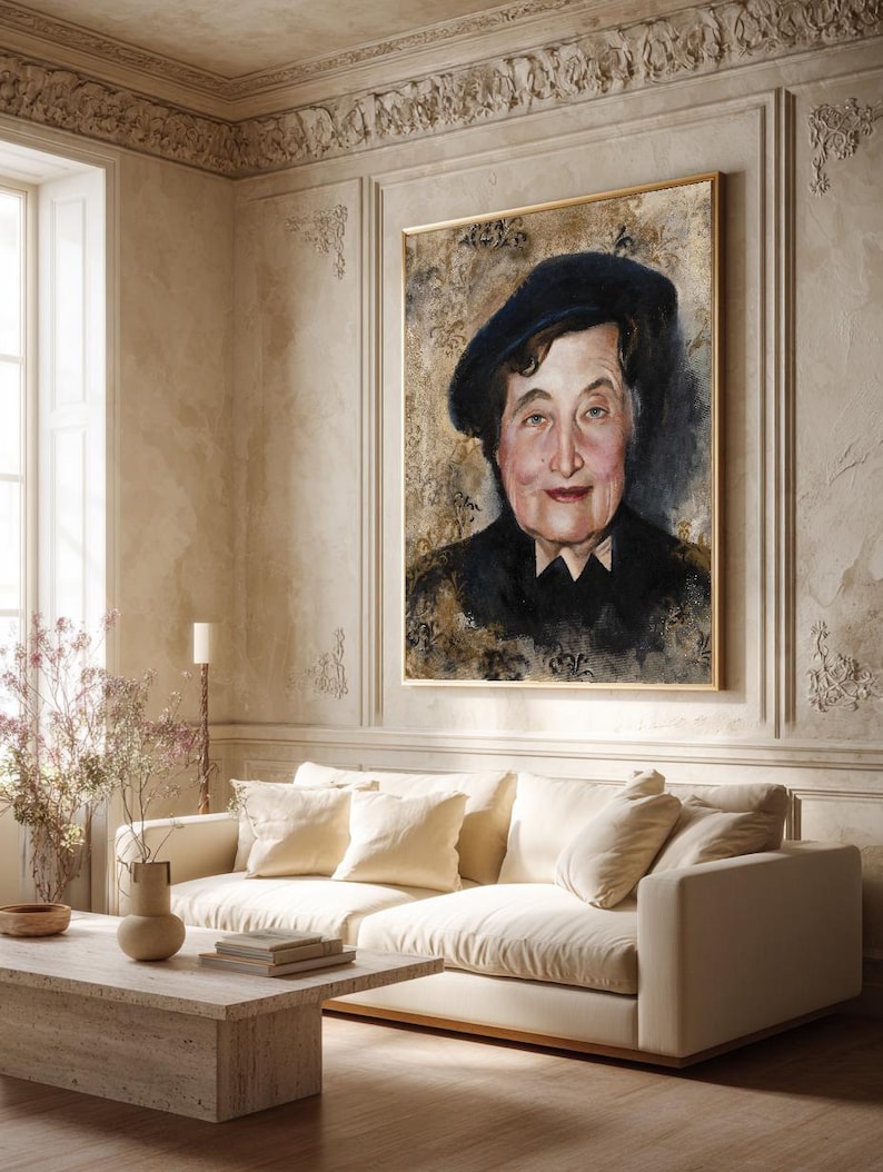 Rebbetzin Chana Original Oil Painting, Chabad Judaica Portrait, Jewish Woman Wall Decor image 2