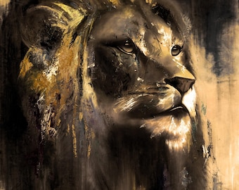LION Canvas Print, Colorful Lion Wall Art, Majestic Wildlife Portrait, Bold Statement Decor