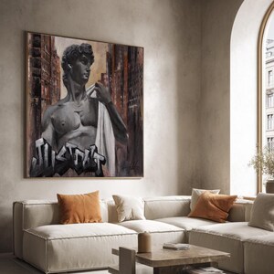Dare Canvas Print, David Sculpture Wall Art, Modern Classical Portrait, Renaissance Inspired Decor image 3