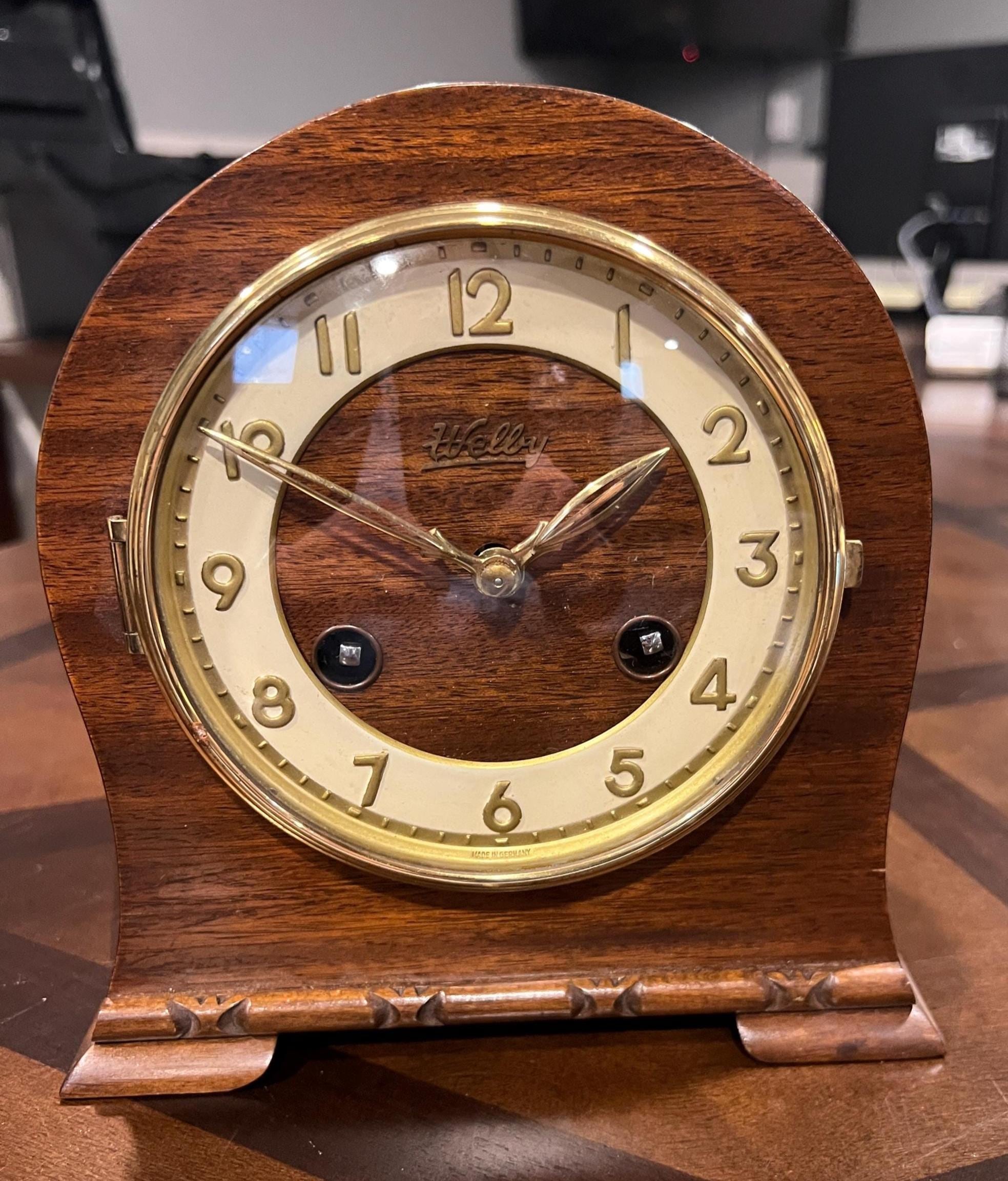 【三越製作所】◇電話台◆ヴィンテージ◇ルーマニア製◆オーク材 Vintage Welby Mantel Clock – Professionally Overhauled Mechanical