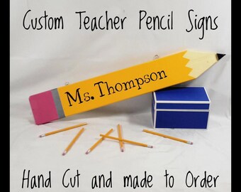 Custom Pencil Teacher Sign, Custom Teacher Appreciation Gift, Custom Classroom Wall Decoration, Teacher Gift Sign, Custom Name Sign
