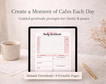 Daily Gratitude Journal Printable / 5-Minute Self Care Journal for iPad and PDF