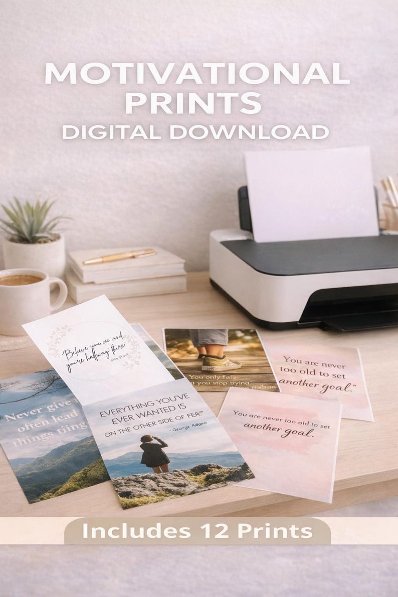 Motivational Quote Wall Art Set, Printable Inspirational Quotes ...