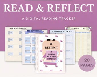 Diário de Leitura Digital para Amantes de Livros | Rastreador de Livros Estético, Registro de Leitura em PDF