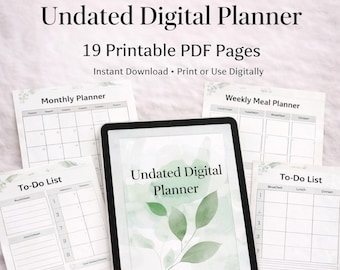 Undated Digital Planner PDF | Daily, Weekly and Monthly Printable Planner | Productivity Organizer