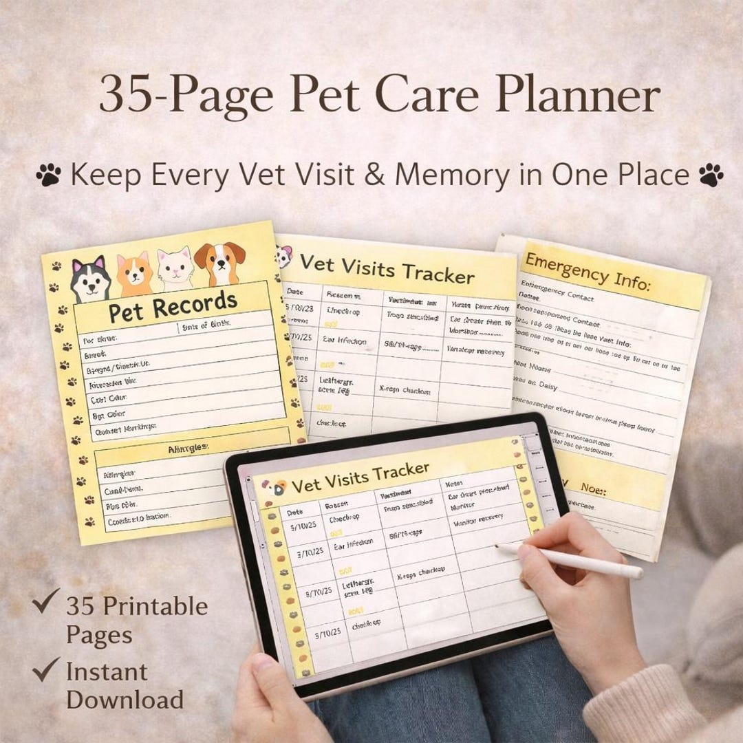Pet Care Planner PDF – Organize Vet Visits, Health and Daily Routines ...