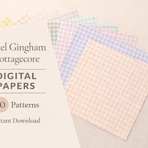 Pastell Gingham Digitales Papier | Druckbares Scrapbook Papier | 12x12 Nahtloses Muster | Cottagecore Osterpapier | Digitaler Hintergrund