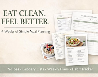 4-Week Clean Eating Reset Program – Guided Meal Plan, Recipes & Weekly Planning System (Digital Download)