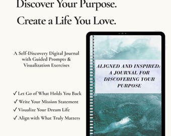 Discover Your Purpose Journal | Guided Self-Discovery Digital Workbook for Clarity, Direction & Intentional Living