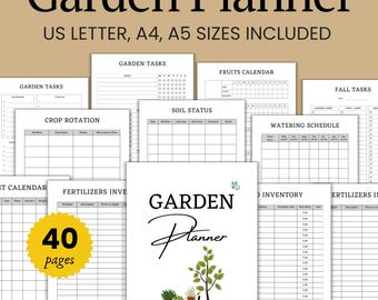 Printable Garden Planner: Journal, Calendar, Log PDF Download