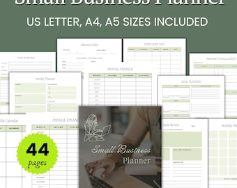 Small Business Planner: Printable Business Organizer PDF A4/A5/Letter