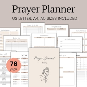 Prayer Journal Printable, Bible Study Guide, Gratitude Journal, Digital Bible Study Journal, Reflection Notes PDF, Daily Prayer Planner PDF