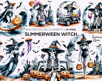 Clipart de bruja de verano, Reina espeluznante PNG (Descarga digital)