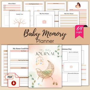 Printable Baby Memory Book 0-12 Month | Baby girl/boy gifts | Printable Baby Book First Year | Baby Diary First Album |  Newborn Gift