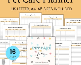 Pet Care Planner: Vaccination, Sitter Info, Grooming Tracker (PDF)