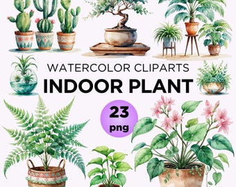 Watercolor Plant Clipart Set: Boho Greenery PNG (Digital Download)