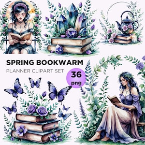 Gothic Book Lover-clipartbundel: Dark Academia, png (digitale download)
