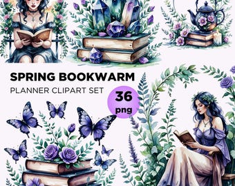 Gothic Book Lover Clipart Bundle: Dark Academia PNG (Digital Download)