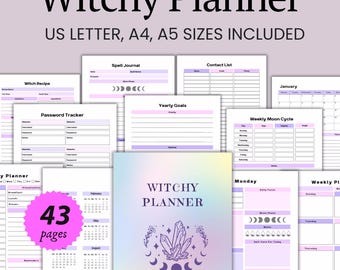 Undated Witchy Planner: Daily Manifestation, Tarot Journal (Digital Download)