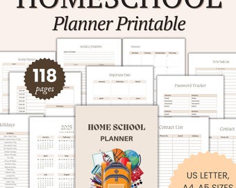 Homeschool Planner 2025: Comprehensive Organizer, Coral Sunset (Digital Download)