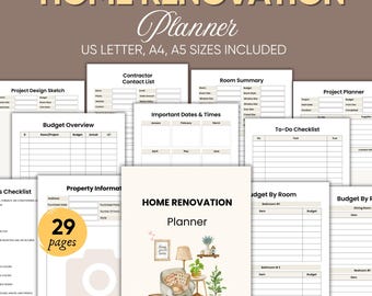 Home Renovation Planer: Budget, Checkliste, Interior Design (PDF Download)