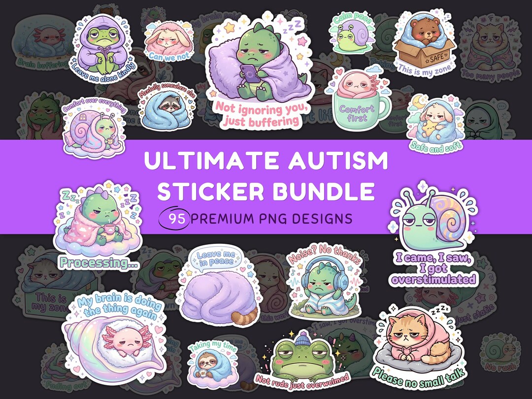 Autism Printable Stickers Digital PNG Bundle for DIY Planners and ...