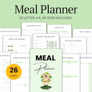 Afdrukbare weekmaaltijdplanner: boodschappenlijst, receptenkaarten (pdf-download)