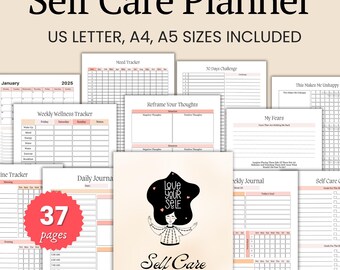 Undated Self-Care Planner Printable: Wellness Journal, Gratitude, Routine Tracker (PDF)