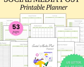 Social Media Post Planner: Content Creator Journal (Digital Download)