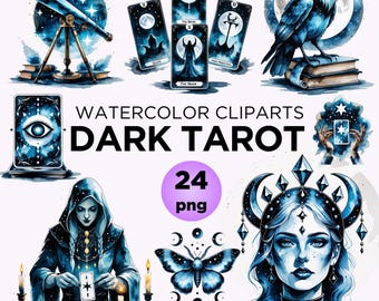 Dark Tarot Card Clipart Set: Gothic Witchy PNG (Digital Download)
