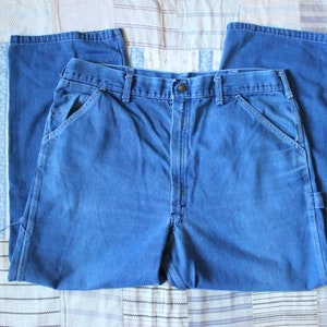 38x30 | 60s Sears Carpenter Workwear Jeans / Made in USA / 1960s Medium Wash Well Worn Jeans / 18.5&quot; Waist