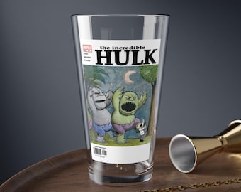 Incredibile copertina di Hulk nel Paese delle Meraviglie! Bicchiere da pinta da 473 ml (16 oz) Supereroe Fumetto Marvel