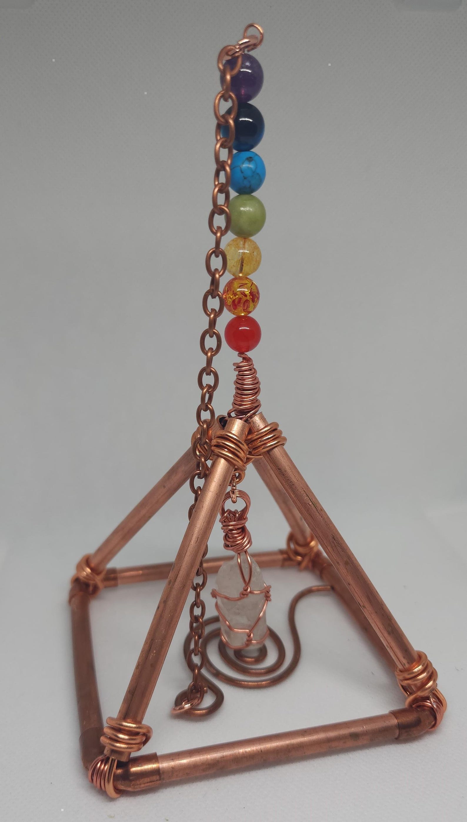 Hanging Faed Pyramid Sign Copper Healing Pyramid 3 Inch Hanging Pyramid With Crystals - Etsy