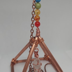 Copper Healing Pyramid 3 inch hanging pyramid with crystals