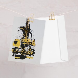 Schwarz & Gold Abstrakte Grußkarte | Individuell | Leere Karte | Kunstliebhaber | Moderne Kunst | Künstlerische Karte | Gedruckte Handgemalte Karte