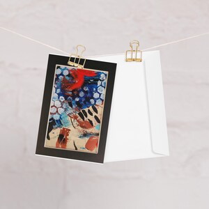 Blau, Orange, & Rot Abstrakte Grußkarte | Individuell | Leere Karte | Kunstliebhaber | Moderne Kunst | Künstlerische Karte | Gedruckte Handgemalte Karte