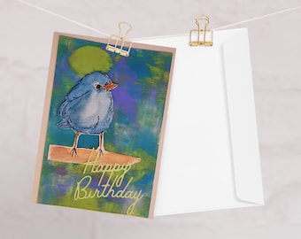 Cartão de aniversário de pássaro | Individual | Cartão em branco | Amantes de pássaros | Arte da natureza | Cartão de aniversário