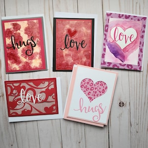 Set di 5 biglietti di auguri per San Valentino con acquerello unici nel loro genere - Amore / Romanticismo / San Valentino / Cuore / Vuoto / Lettera d'amore / Fatto in casa / Amore