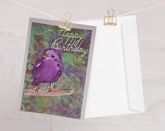 Cartão de aniversário de pássaro | Individual | Cartão em branco | Amantes de pássaros | Arte da natureza | Cartão de aniversário
