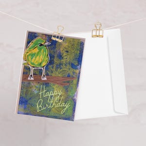 Cartão de aniversário de pássaro | Individual | Cartão em branco | Amantes de pássaros | Arte da natureza