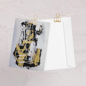 Schwarz & Gold Abstrakte Grußkarte | Individuell | Leere Karte | Kunstliebhaber | Moderne Kunst | Künstlerische Karte | Gedruckte Handgemalte Karte