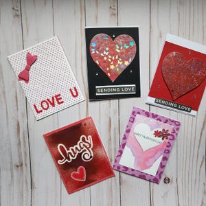 Set di 5 biglietti di auguri per San Valentino con acquerello unici nel loro genere - Amore / Romanticismo / San Valentino / Cuore / Vuoto / Lettera d'amore / Fatto in casa / Amore